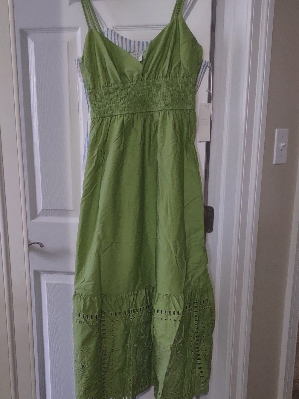 Calypso St. Barth Green Eyelet Embroidered Maxi Dress Size Large. NWOTS